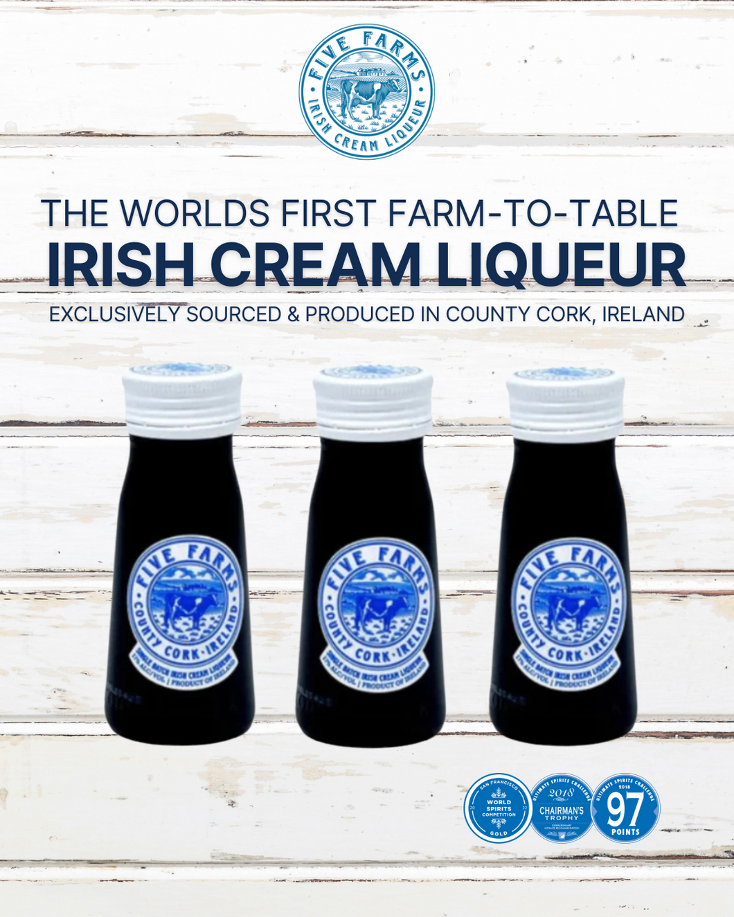 Five Farms Irish Cream Liqueur - 3 x 50mls